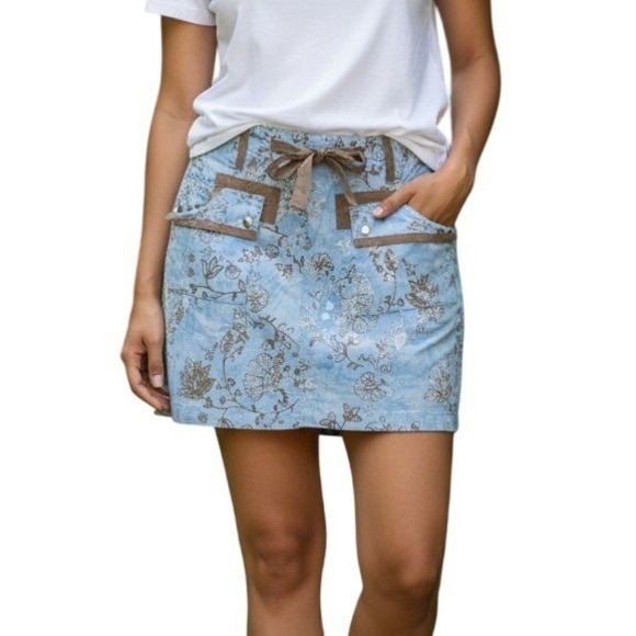 Santiki Dresses & Skirts - Floral Batik Cargo Mini Skirt Cotton Boho Casual Size L Santiki Women